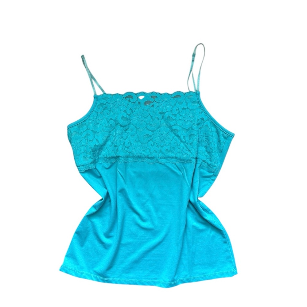 Turquoise Lace Trim Cami Top